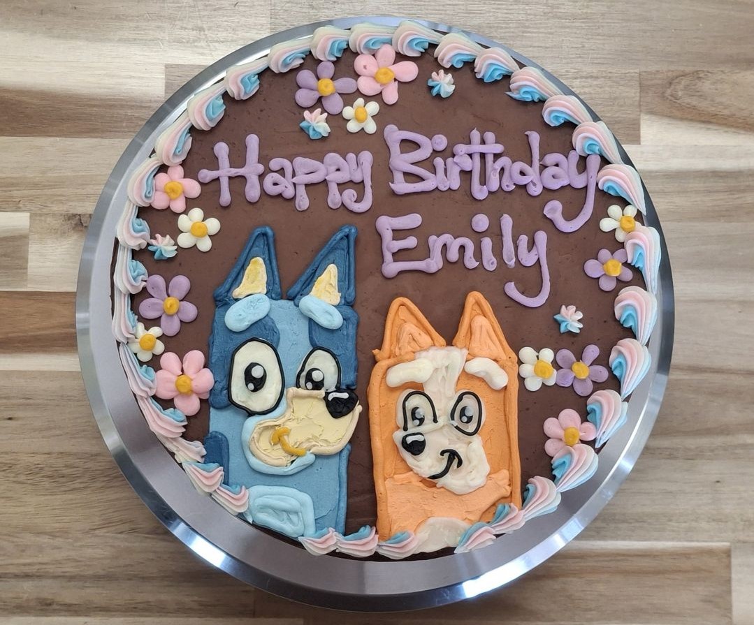 Gluten Free Bluey and Bingo Chocolate Layer Cake